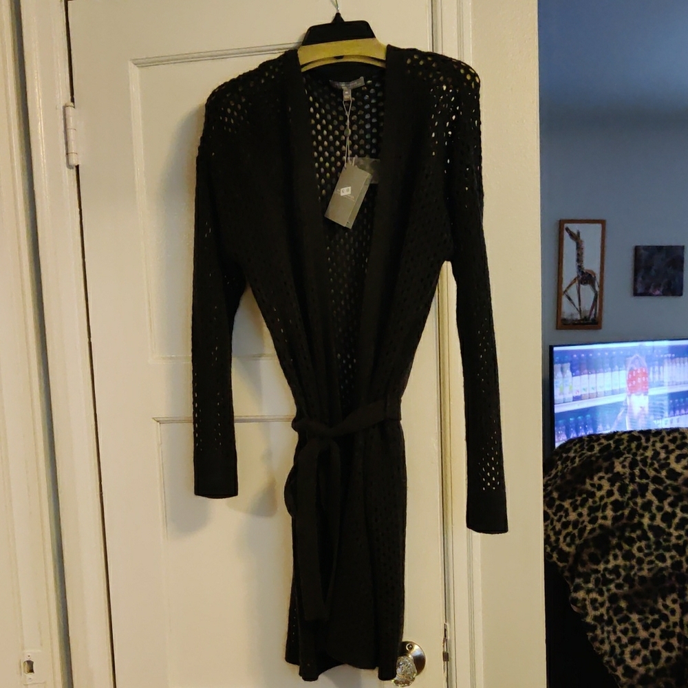 Black Knit Cardigan with Belt